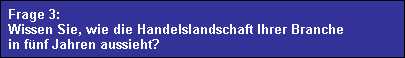 Frage 3:
  Wissen Sie, wie die Handelslandschaft Ihrer Branche
  in fnf Jahren aussieht?