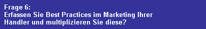 Frage 6:
  Erfassen Sie Best Practices im Marketing Ihrer
  Hndler und multiplizieren Sie diese?